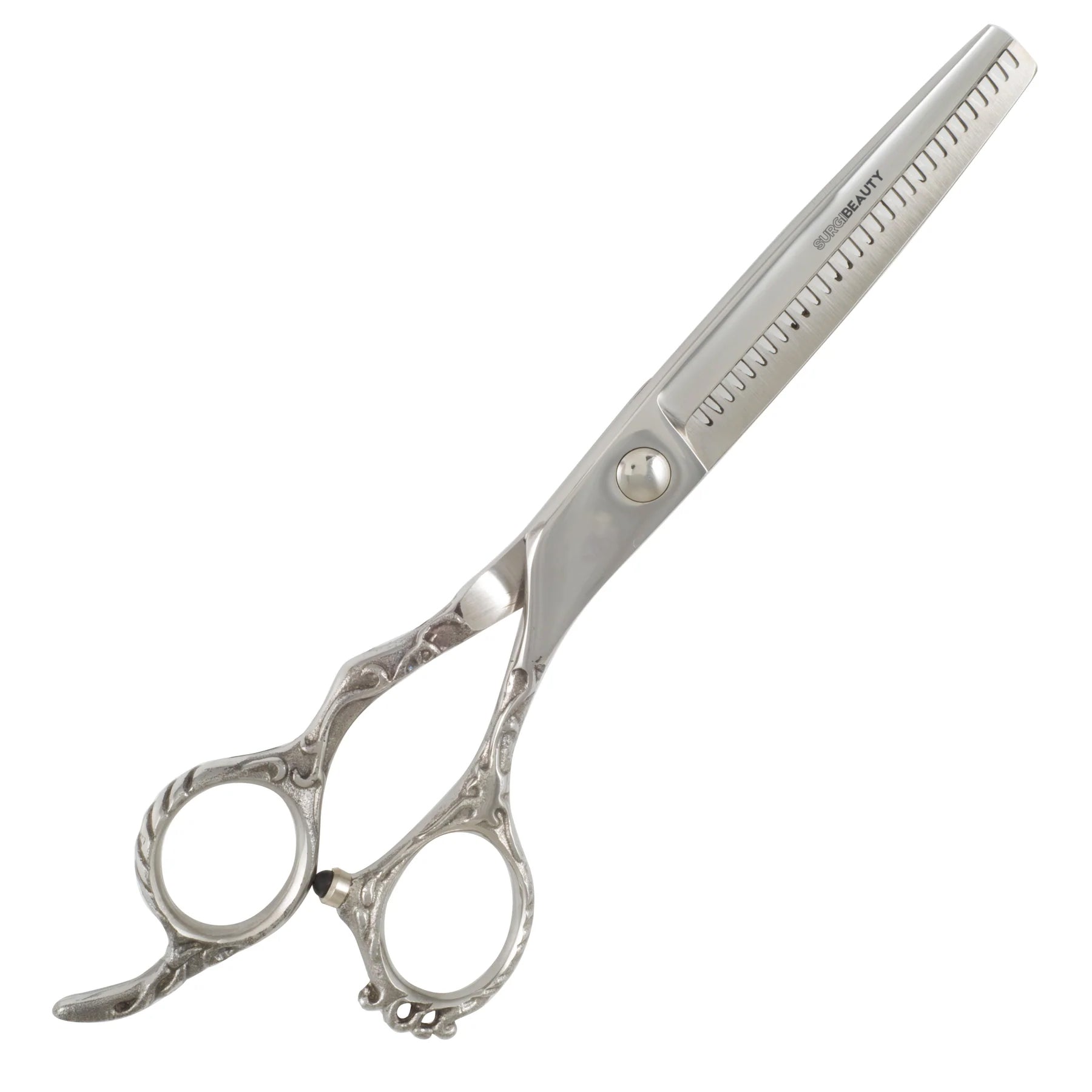 SURGI BEAUTY WHITE CRYSTAL LINE 6.0'' 440C HAIRDRESSING  Thinning SCISSORS, The Precision Edge" Barber Scissors  Surgi beauty  salon tools  Razor Scissors  Grooming Tools  Grooming Scissors  Crafted Barber Scissors  Barber Thining Scissors  Barber Shears  Barber Scissors Set  Barber Scissors  AISI J2/420  AISI 440C Steel, Brazil  Canada  Chile  Europe  France  Germany  Mexico  North America  Paris  South Africa  United Kingdom  USA