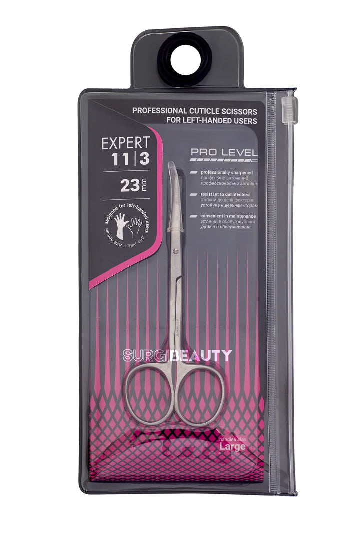 SURGI BEAUTY Expert 11 left handed nail scissors 23mm working part, manicure nail tools, SE-11-23, Brazil  Canada  Chile  Europe  France  Germany  Mexico  Middle East  North America  Paris  South Africa  Spain  United Kingdom  USA