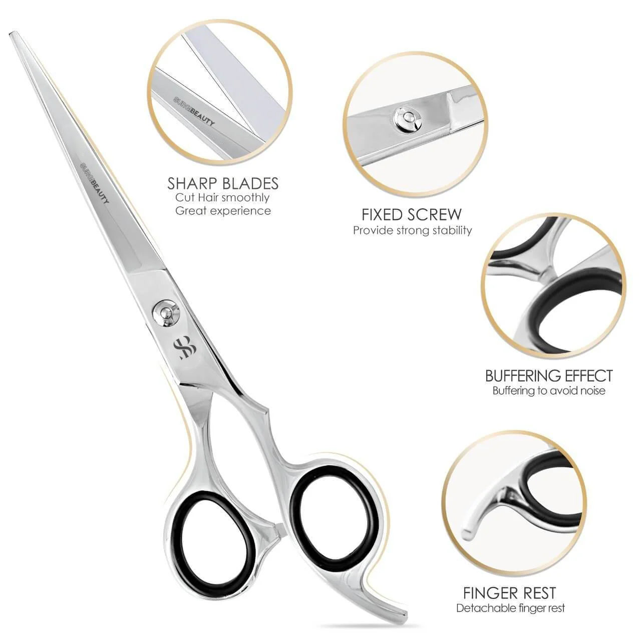 SURGI BEAUTY CLASSIC DELUXE WHITE LINE HAIRDRESSING 5.5" TO 7.0" SCISSOR, The Precision Edge" Barber Scissors  Surgi beauty  salon tools  Razor Scissors  Grooming Tools  Grooming Scissors  Crafted Barber Scissors  Barber Thining Scissors  Barber Shears  Barber Scissors Set  Barber Scissors