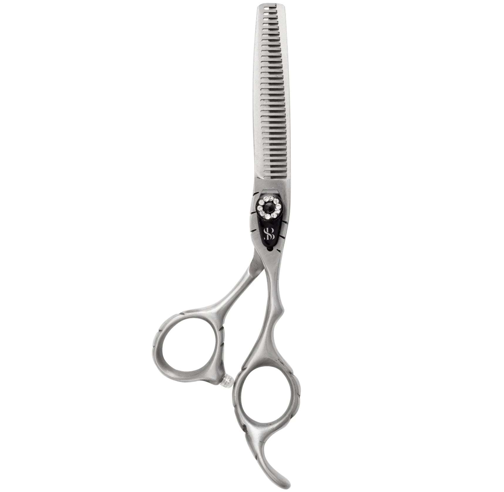 SURGI BEAUTY CURVED RIGHT HANDED 6.0" BARBER  THINING SCISSOR, The Precision Edge" Barber Scissors  Surgi beauty  salon tools  Razor Scissors  Grooming Tools  Grooming Scissors  Crafted Barber Scissors  Barber Thining Scissors  Barber Shears  Barber Scissors Set  Barber Scissors  AISI 440C Steel  AISI J2/420, Brazil  Canada  Chile  Europe  France  Germany  Mexico  North America  Paris  South Africa  United Kingdom  USA