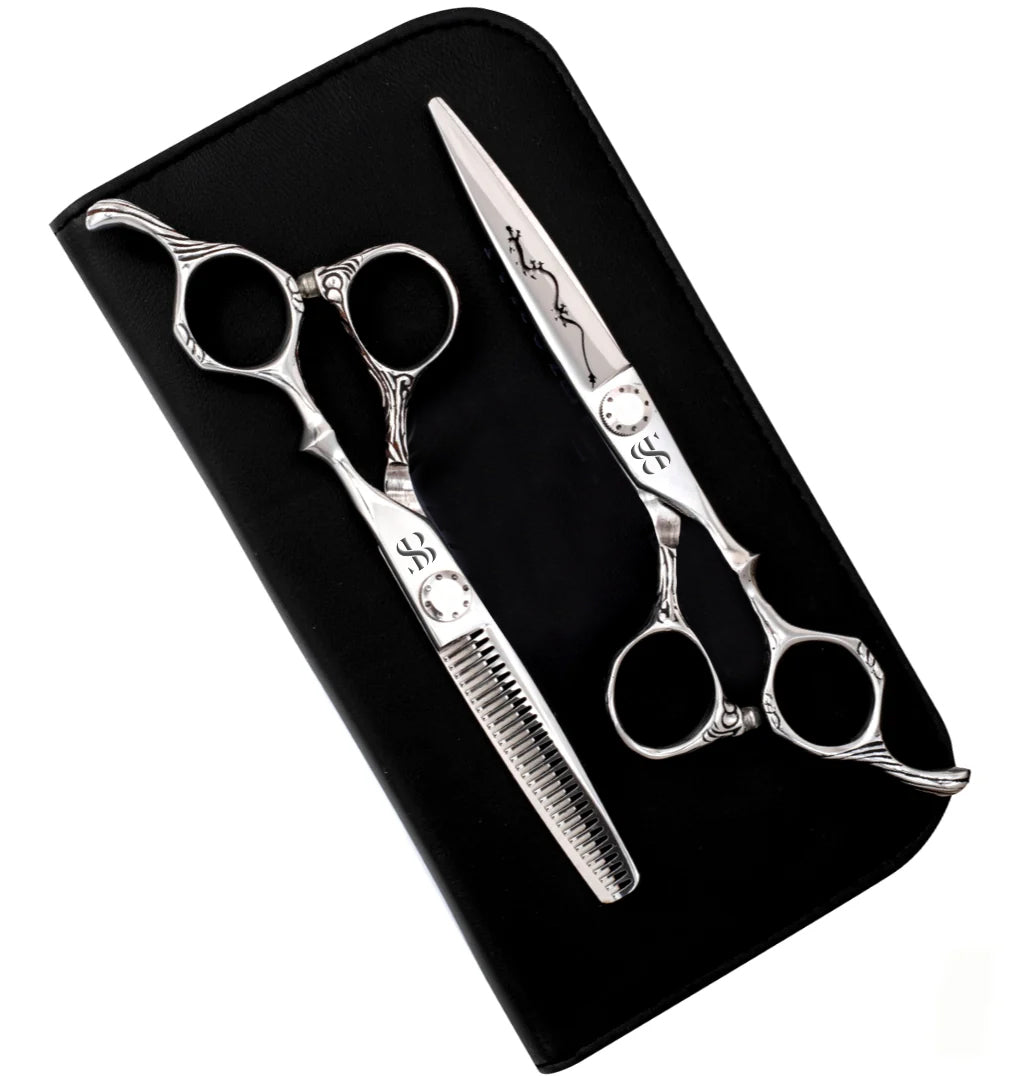 SURGI BEAUTY DRAGON SILVER LINE PROFESSIONAL THINNING & HAIRDRESSING 5.5",6.0" & 6.5" SCISSORS SET, AISI J2/420, 440C High Carbon Steel, The Precision Edge" Barber Scissors Surgi beauty salon tools Razor Scissors Grooming Tools Grooming Scissors Crafted Barber Scissors Barber Thining Scissors Barber Shears Barber Scissors Set Barber Scissors, Brazil  Canada  Chile  Europe  France  Germany  Mexico  North America  Paris  South Africa  United Kingdom  USA