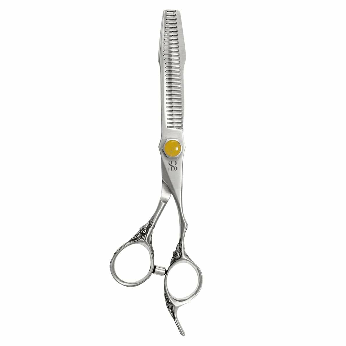 SURGI BEAUTY DRAGON YELLOW 6.0" 440C CRYSTAL LINE THINNING HAIRDRESSING SCISSORS SET, AISI J2/420/440c Steel, The Precision Edge" Barber Scissors  Surgi beauty  salon tools  Razor Scissors  Grooming Tools  Grooming Scissors  Crafted Barber Scissors  Barber Thining Scissors  Barber Shears  Barber Scissors Set  Barber Scissors, Brazil  Canada  Chile  Europe  France  Germany  Mexico  North America  Paris  South Africa  United Kingdom  USA