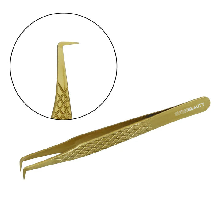 SURGI BEAUTY Eyelash Tweezer - 90 Degree - Gold, AISI J2/420 Steel, Salon Tool, Eyelash Tweezer, Grooming Tweezer, Iconic Tweezer, Brazil  Canada  Chile  Europe  France  Germany  Mexico  Middle East  North America  Paris  South Africa  Spain  USA  United Kingdom