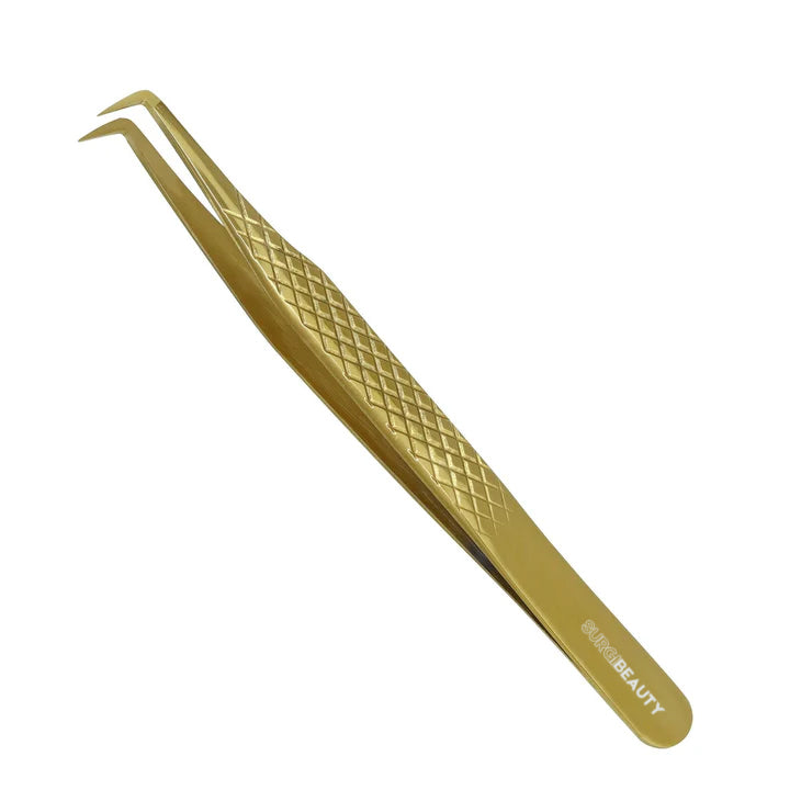 SURGI BEAUTY Eyelash Tweezer - 90 Degree - Gold, AISI J2/420 Steel, Salon Tool, Eyelash Tweezer, Grooming Tweezer, Iconic Tweezer, Brazil  Canada  Chile  Europe  France  Germany  Mexico  Middle East  North America  Paris  South Africa  Spain  USA  United Kingdom