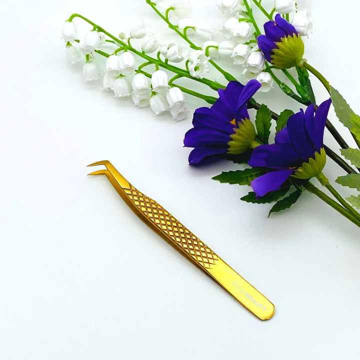 SURGI BEAUTY Eyelash Tweezer - Hybrid - Gold, AISI J2/420 Steel, Salon Tool, Eyelash Tweezer, Grooming Tweezer, Iconic Tweezer, Brazil  Canada  Chile  Europe  France  Germany  Mexico  Middle East  North America  Paris  South Africa  Spain  USA  United Kingdom