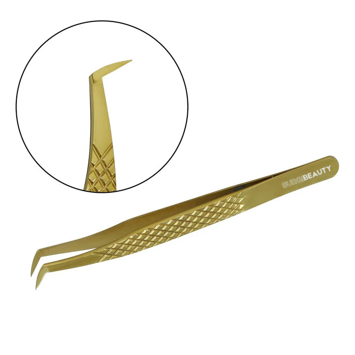 SURGI BEAUTY Eyelash Tweezer - Hybrid - Gold, AISI J2/420 Steel, Salon Tool, Eyelash Tweezer, Grooming Tweezer, Iconic Tweezer, Brazil  Canada  Chile  Europe  France  Germany  Mexico  Middle East  North America  Paris  South Africa  Spain  USA  United Kingdom