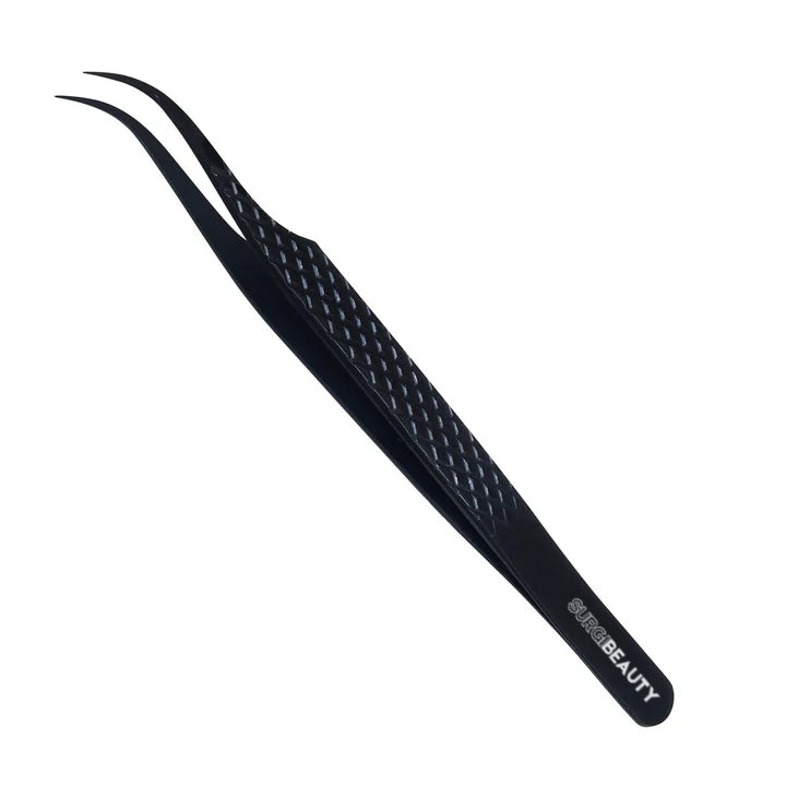 SURGI BEAUTY Lash Tweezer Curved - Black,  AISI J2/420 Steel, Salon Tool, Titanium Black Coating, Eyelash Tweezer, Grooming Tweezer, Brazil  Canada  Chile  Europe  France  Germany  Mexico  Middle East  North America  Paris  South Africa  Spain  USA  United Kingdom