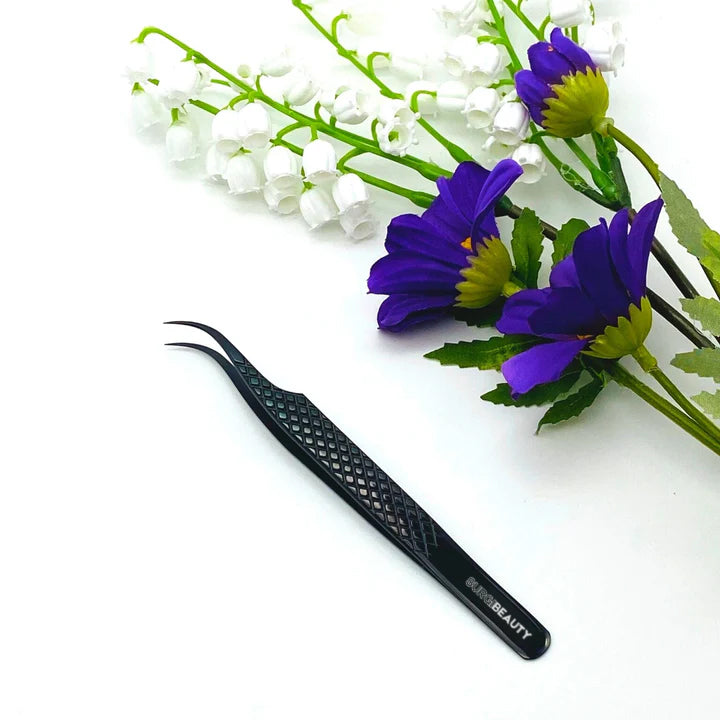 SURGI BEAUTY Lash Tweezer Curved - Black,  AISI J2/420 Steel, Salon Tool, Titanium Black Coating, Eyelash Tweezer, Grooming Tweezer, Brazil  Canada  Chile  Europe  France  Germany  Mexico  Middle East  North America  Paris  South Africa  Spain  USA  United Kingdom