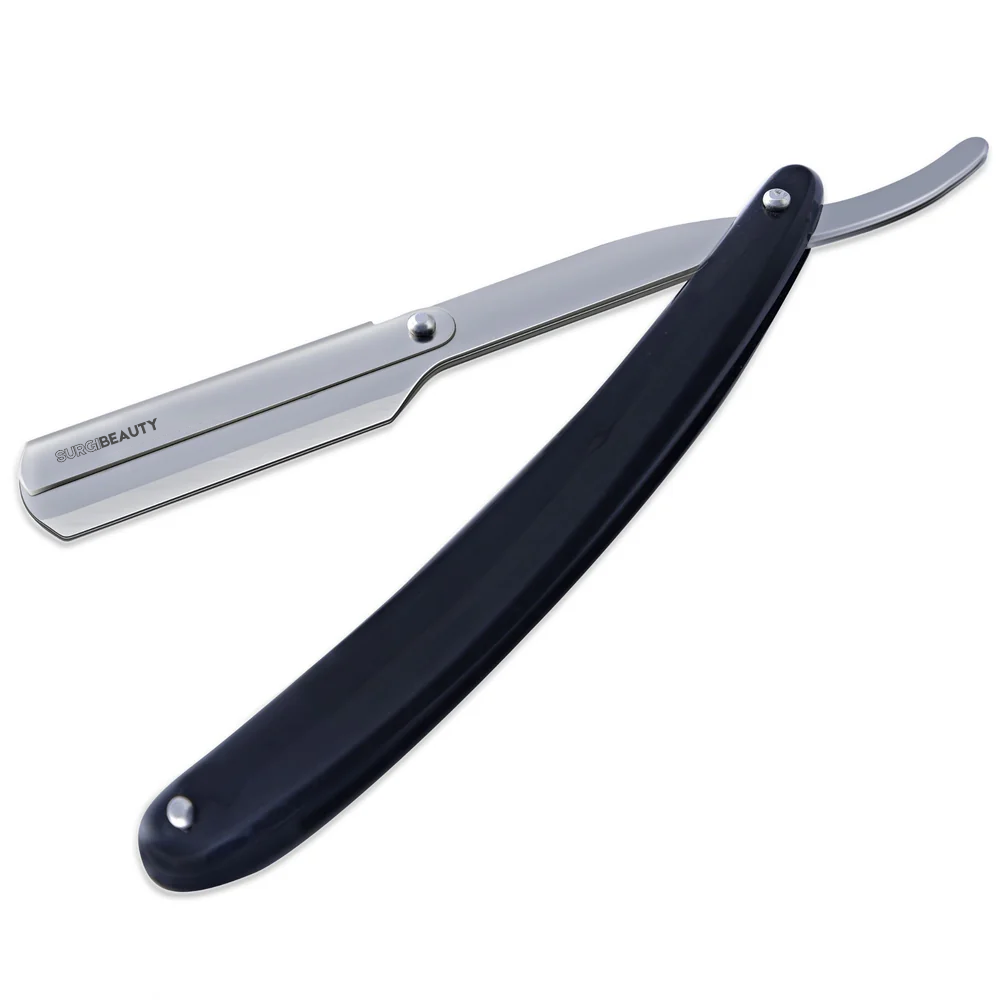 SURGI BEAUTY PLASTIC HANDLE STRAIGHT RAZOR FOR BARBERS Surgi beauty  Single Blade Razor  salon tools  Grooming Tools  Barber Razors  AISI J2/420  AISI 440C Steel