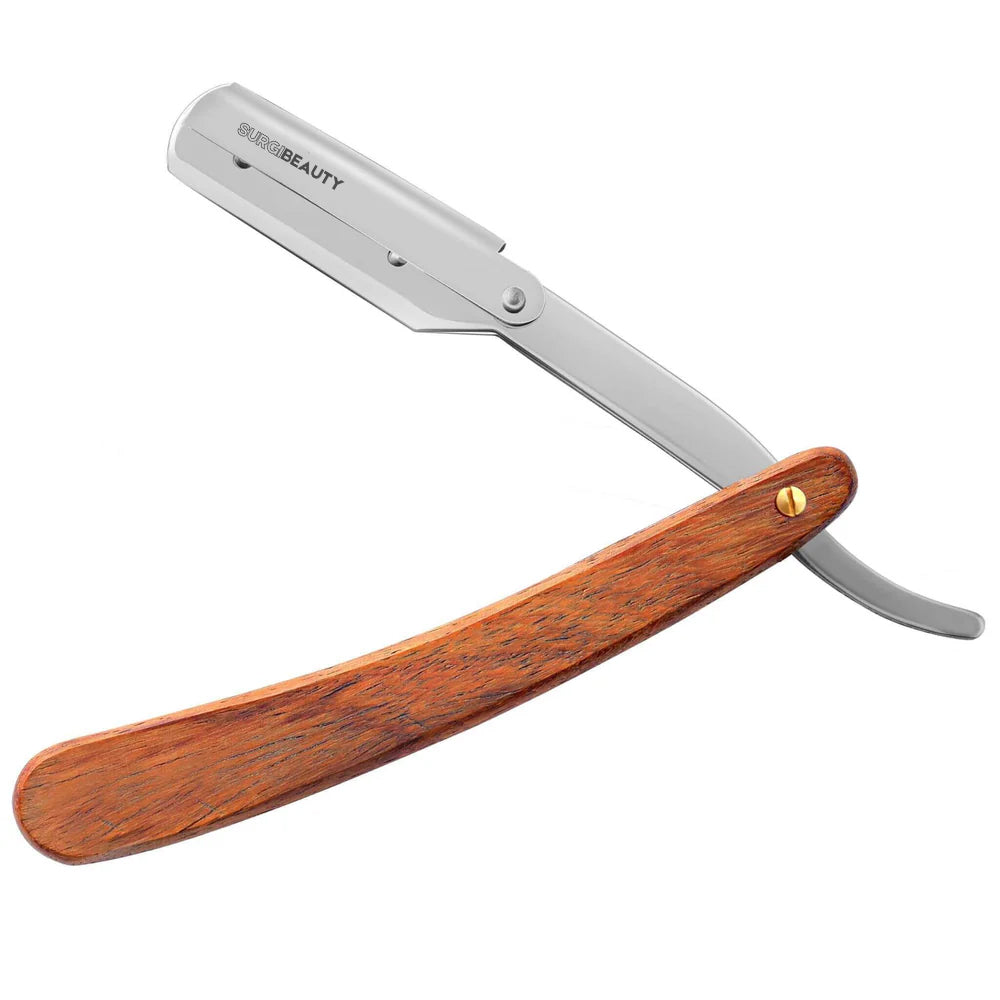 SURGI BEAUTY PROFESSIONAL SINGLE BLADE STRAIGHT RAZOR WITH WOODEN HANDLE, Surgi beauty  Single Blade Razor  salon tools  Grooming Tools  Barber Razors  AISI J2/420