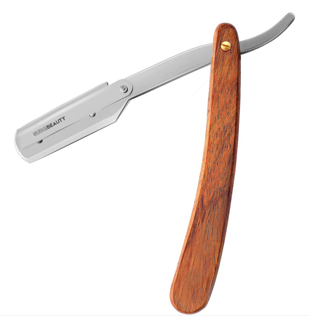 SURGI BEAUTY PROFESSIONAL SINGLE BLADE STRAIGHT RAZOR WITH WOODEN HANDLE, Surgi beauty  Single Blade Razor  salon tools  Grooming Tools  Barber Razors  AISI J2/420