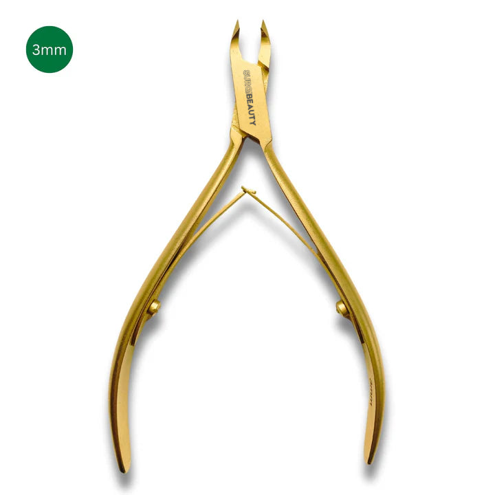 SURGI BEAUTY Professional Cuticle Cutter Gold 3mm JawBlades - Double Spring, Surgi beauty  salon tools  Ingrow Nail Cutter  Grooming Tools  Cuticle Nipper  AISI J2/420  AISI 440C Steel, Brazil  Canada  Chile  Europe  France  Germany  Mexico  Middle East  North America  Paris  South Africa  Spain  USA  United Kingdom