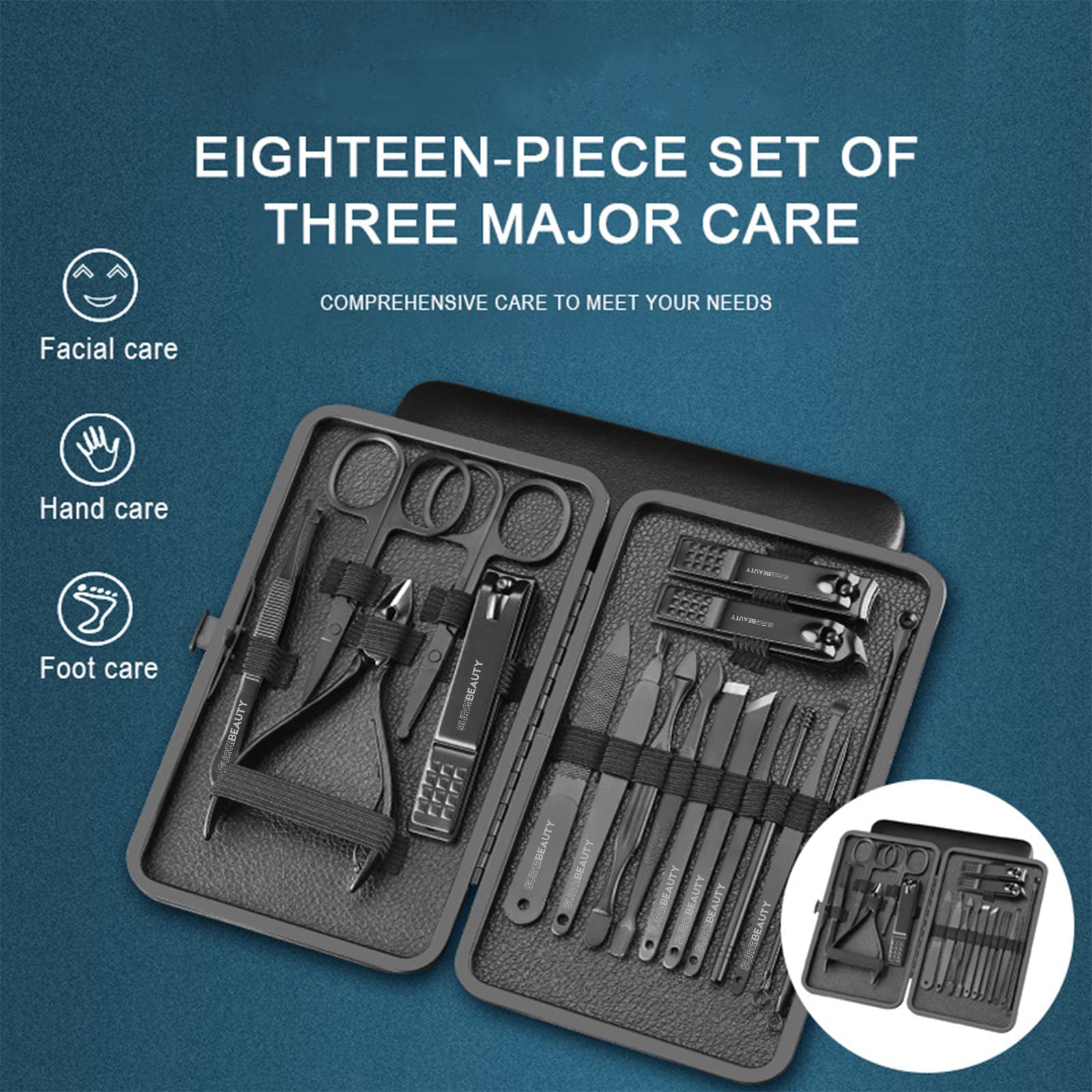 SURGI BEAUTY Professional Manicure & Pedicure Kit Black salon tools  Surgi beauty  Manicure & Pedicure Kit  Manicure & Pedicure Tools  Grooming Tools, Brazil Canada Chile Europe France Germany Mexico Middle East North America Paris South Africa United Kingdom USA Spain