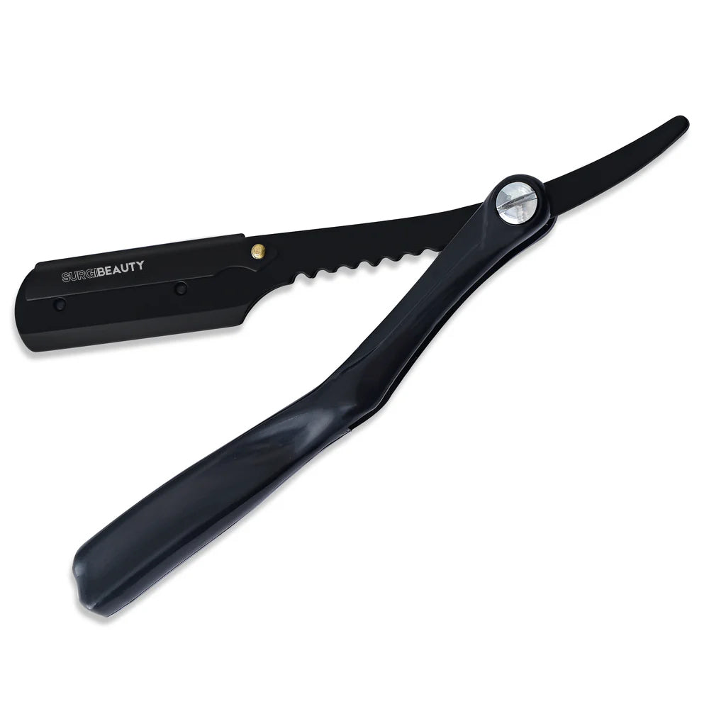 SURGI BEAUTY SLICK PROFESSIONAL CUT THROAT BLACK SINGLE BLADE RAZOR, Surgi beauty  Single Blade Razor  salon tools  Grooming Tools  Barber Razors  AISI J2/420