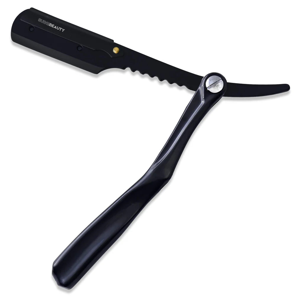 SURGI BEAUTY SLICK PROFESSIONAL CUT THROAT BLACK SINGLE BLADE RAZOR, Surgi beauty  Single Blade Razor  salon tools  Grooming Tools  Barber Razors  AISI J2/420