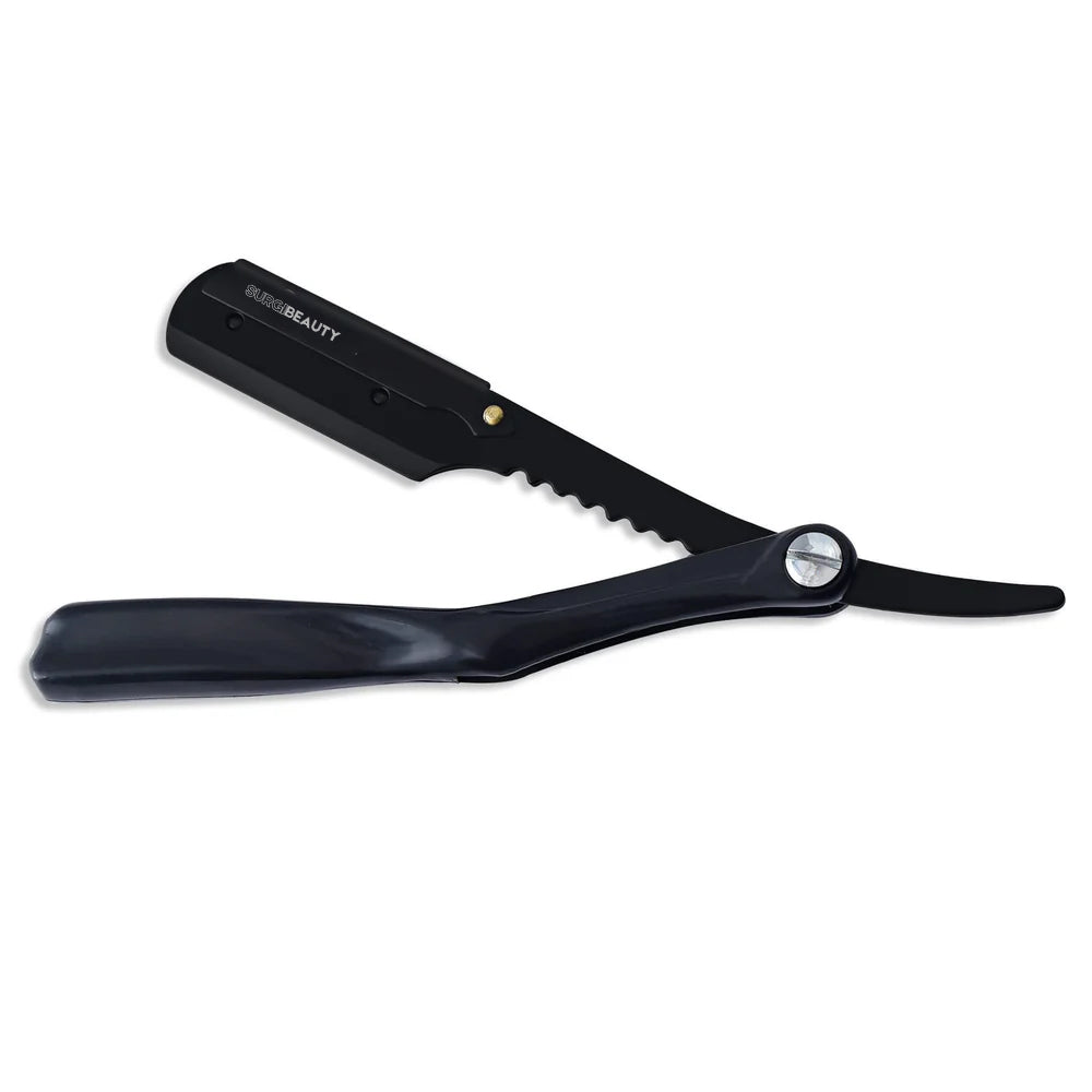 SURGI BEAUTY SLICK PROFESSIONAL CUT THROAT BLACK SINGLE BLADE RAZOR, Surgi beauty  Single Blade Razor  salon tools  Grooming Tools  Barber Razors  AISI J2/420