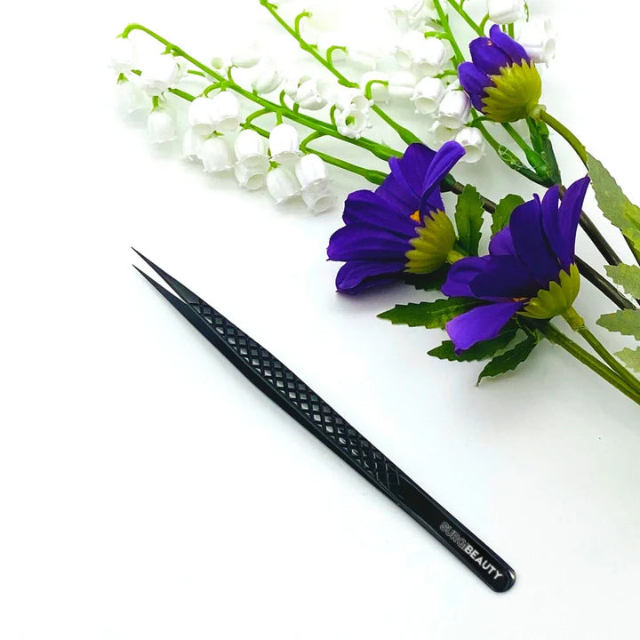 SURGI BEAUTY Skinny Long Pointed Lash Tweezer - Black, AISI J2/420 Steel, Salon Tool, Titanium Black Coating, Eyelash Tweezer, Grooming Tweezer, Brazil  Canada  Chile  Europe  France  Germany  Mexico  Middle East  North America  Paris  South Africa  Spain  USA  United Kingdom