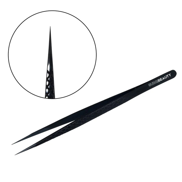 SURGI BEAUTY Skinny Long Pointed Lash Tweezer - Black, AISI J2/420 Steel, Salon Tool, Titanium Black Coating, Eyelash Tweezer, Grooming Tweezer, Brazil  Canada  Chile  Europe  France  Germany  Mexico  Middle East  North America  Paris  South Africa  Spain  USA  United Kingdom