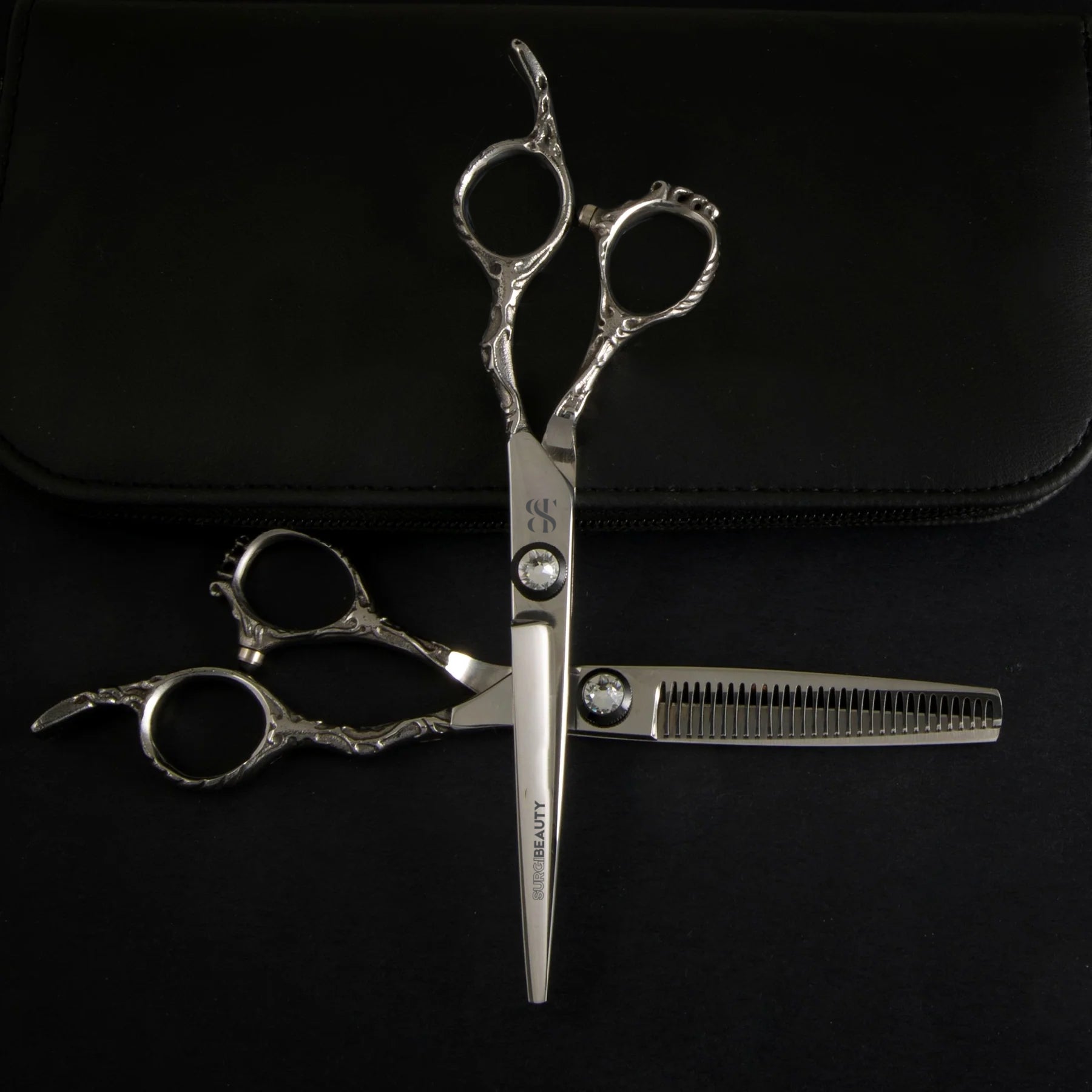 SURGI BEAUTY WHITE CRYSTAL LINE 6.0'' 440C HAIRDRESSING SCISSORS Set, The Precision Edge" Barber Scissors  Surgi beauty  salon tools  Razor Scissors  Grooming Tools  Grooming Scissors  Crafted Barber Scissors  Barber Thining Scissors  Barber Shears  Barber Scissors Set  Barber Scissors  AISI J2/420  AISI 440C Steel, Brazil  Canada  Chile  Europe  France  Germany  Mexico  North America  Paris  South Africa  United Kingdom  USA