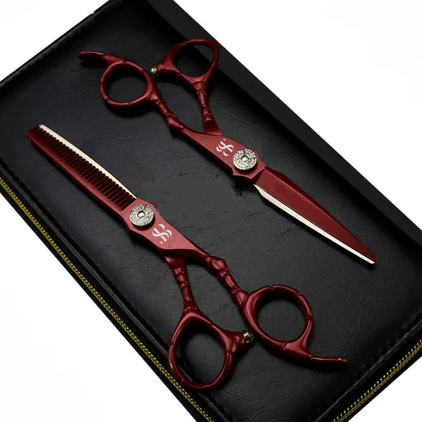 AISI J2/420, 440c Steel, SURGI BEAUTY, MAROON HAIRDRESSING 6.0" SCISSORS SET, The Precision Edge" Barber Scissors  Surgi beauty  salon tools  Razor Scissors  Grooming Tools  Grooming Scissors  Crafted Barber Scissors  Barber Thining Scissors  Barber Shears  Barber Scissors Set  Barber Scissors, Brazil  Canada  Chile  Europe  France  Germany  Mexico  Middle East  North America  Paris  South Africa  United Kingdom  USA  Spain