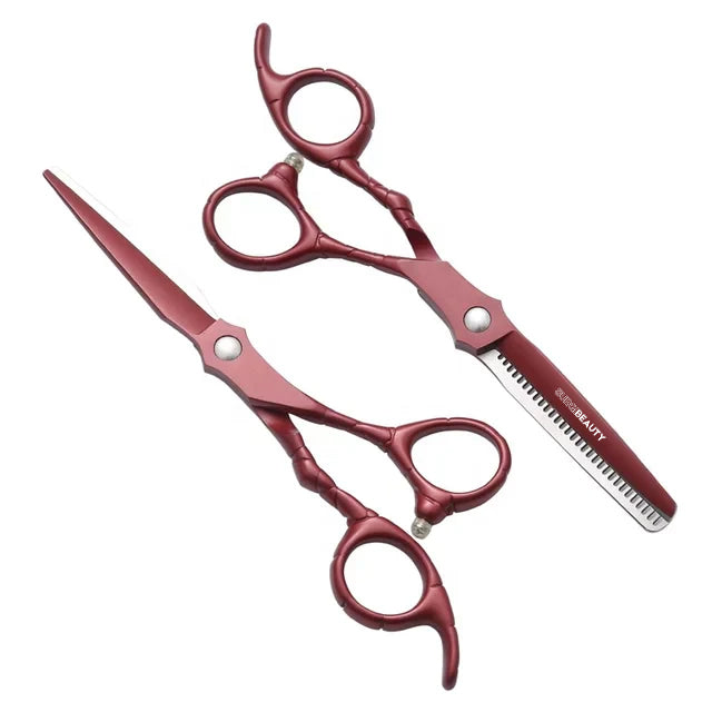 AISI J2/420, 440c Steel, SURGI BEAUTY, MAROON HAIRDRESSING 6.0" SCISSORS SET, The Precision Edge" Barber Scissors  Surgi beauty  salon tools  Razor Scissors  Grooming Tools  Grooming Scissors  Crafted Barber Scissors  Barber Thining Scissors  Barber Shears  Barber Scissors Set  Barber Scissors, Brazil  Canada  Chile  Europe  France  Germany  Mexico  Middle East  North America  Paris  South Africa  United Kingdom  USA  Spain