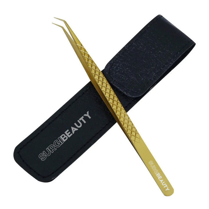 SURGI BEAUTY Eyelash Tweezer - Multifunction Angled - Gold, AISI J2/420 Steel, Salon Tool, Eyelash Tweezer, Grooming Tweezer, Iconic Tweezer, Brazil  Canada  Chile  Europe  France  Germany  Mexico  Middle East  North America  Paris  South Africa  Spain  USA  United Kingdom